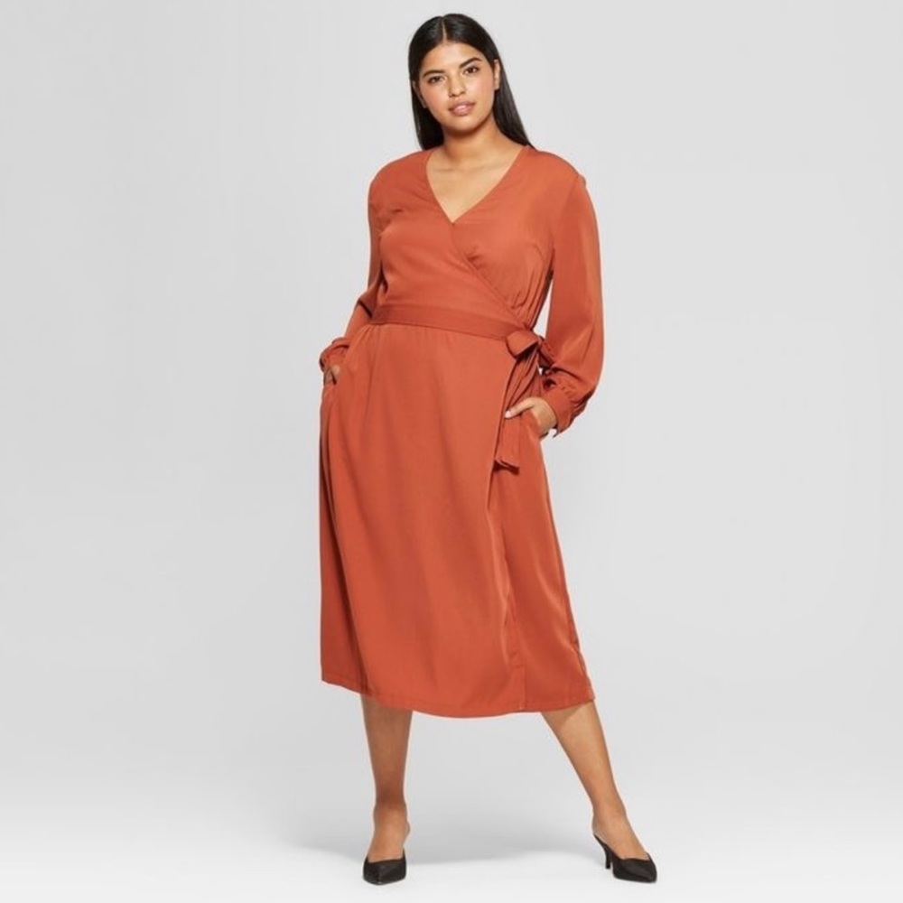 Who What Wear Balloon Sleeve V-Neck Wrap Dress